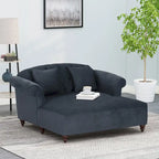 Freas Contemporary Tufted Double Chaise Lounge with Accent Pillows by Christopher Knight Home - 63.00  L x 58.50  W x 34.50  H