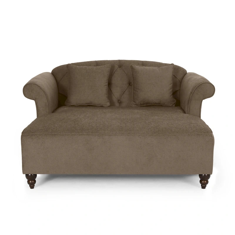 Freas Contemporary Tufted Double Chaise Lounge with Accent Pillows by Christopher Knight Home - 63.00  L x 58.50  W x 34.50  H