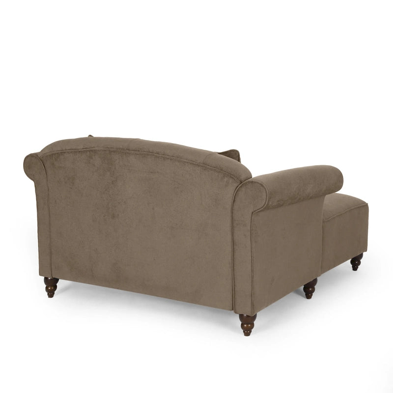 Freas Contemporary Tufted Double Chaise Lounge with Accent Pillows by Christopher Knight Home - 63.00  L x 58.50  W x 34.50  H