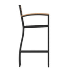Commercial Grade Outdoor Bar Stool with Armrests and Poly Resin Slats