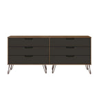 Manhattan Comfort Rockefeller 6-Drawer Double Low Dresser with Metal Legs