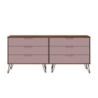Manhattan Comfort Rockefeller 6-Drawer Double Low Dresser with Metal Legs