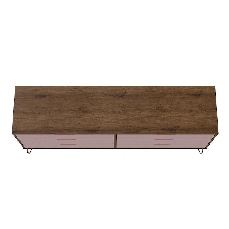 Manhattan Comfort Rockefeller 6-Drawer Double Low Dresser with Metal Legs