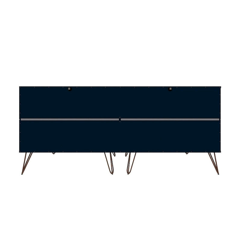 Manhattan Comfort Rockefeller 6-Drawer Double Low Dresser with Metal Legs