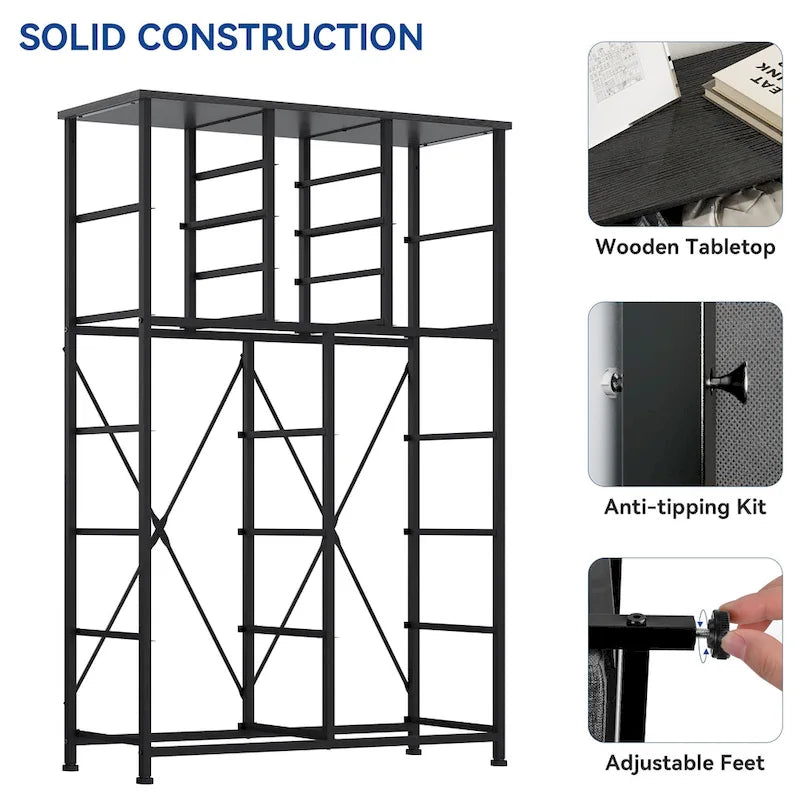 Moasis 16-drawer Dresser with Metal Frame, Wood Tabletop