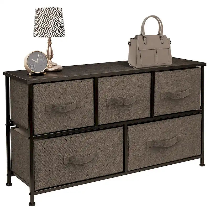 Dresser w/ 5 Drawers Furniture Storage Chest for Home, Bedroom