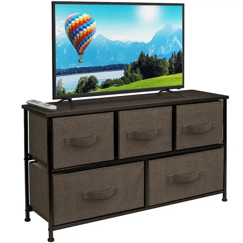 Dresser w/ 5 Drawers Furniture Storage Chest for Home, Bedroom