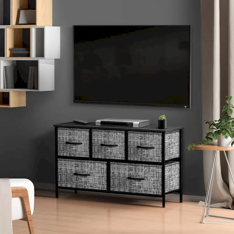 Dresser w/ 5 Drawers Furniture Storage Chest for Home, Bedroom