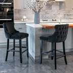 Velvet Wing-Back Barstools with Button Tufted,Set of 2
