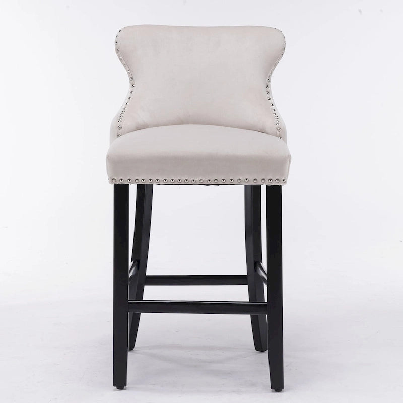 Velvet Wing-Back Barstools with Button Tufted,Set of 2