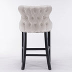 Velvet Wing-Back Barstools with Button Tufted,Set of 2