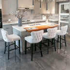 Velvet Wing-Back Barstools with Button Tufted,Set of 2