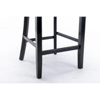 Contemporary Velvet Upholstered Barstools with Button Tufted Decoration and Wooden Legs, and Chrome Nailhead Trim, Set of 2