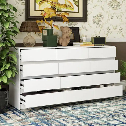 12 Drawer Dresser for Bedroom with Deep Drawers Large Floor Wood Chest