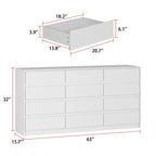 12 Drawer Dresser for Bedroom with Deep Drawers Large Floor Wood Chest