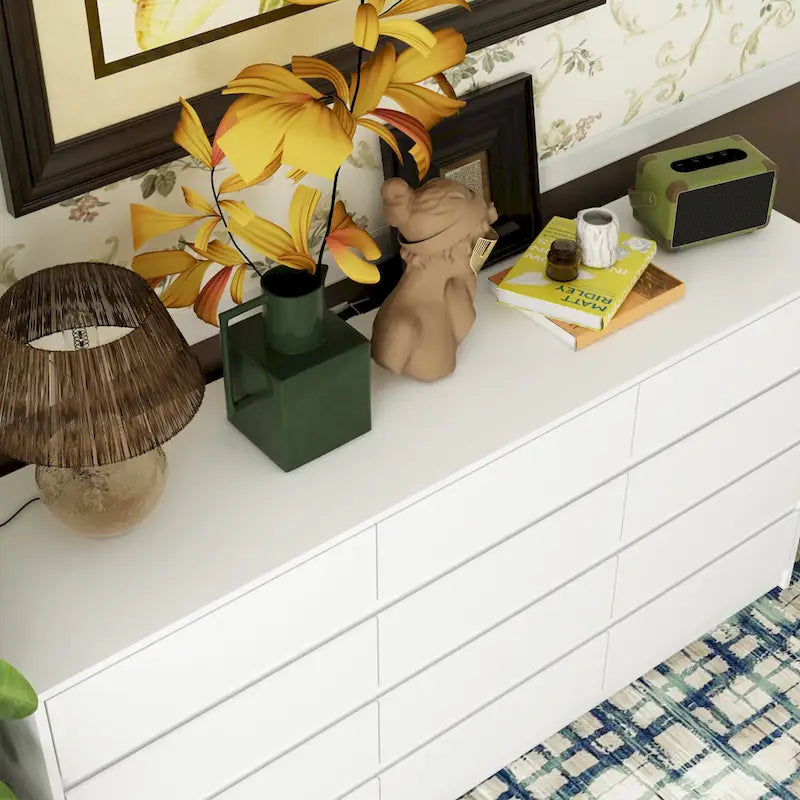 12 Drawer Dresser for Bedroom with Deep Drawers Large Floor Wood Chest