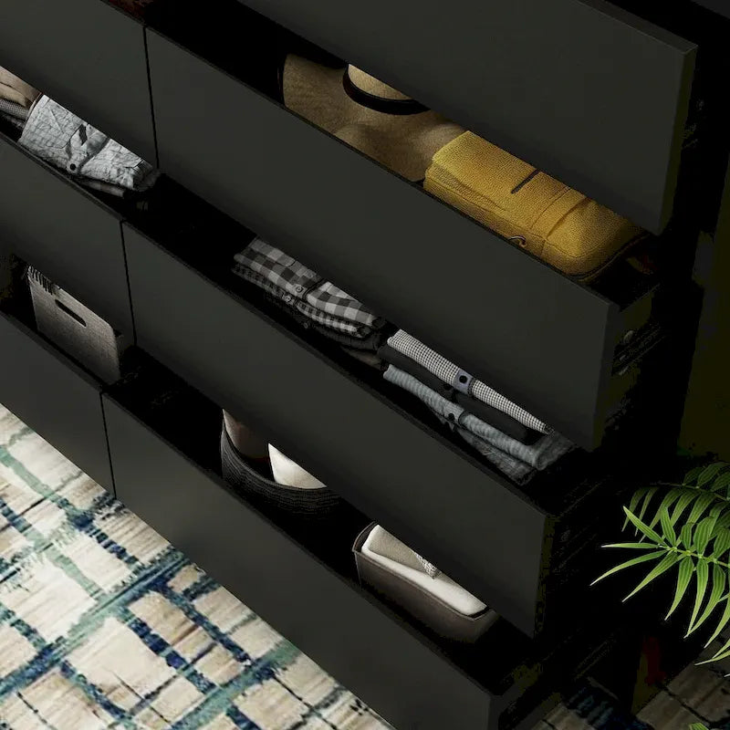 12 Drawer Dresser for Bedroom with Deep Drawers Large Floor Wood Chest