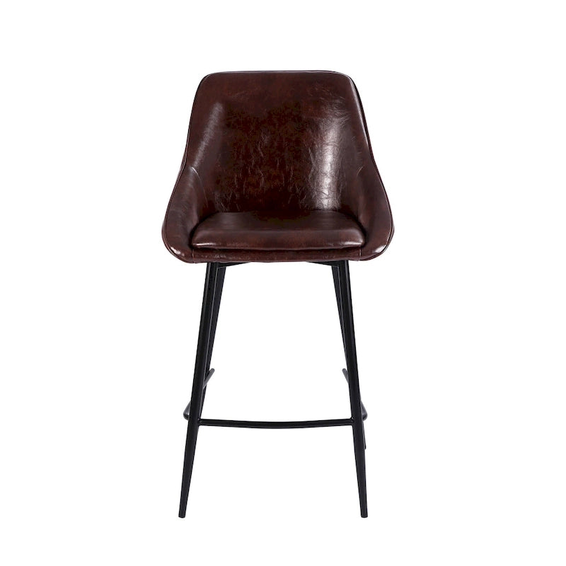 Porthos Home Ula Counter Stools Set of 2, PU Leather Upholstery, Iron Legs