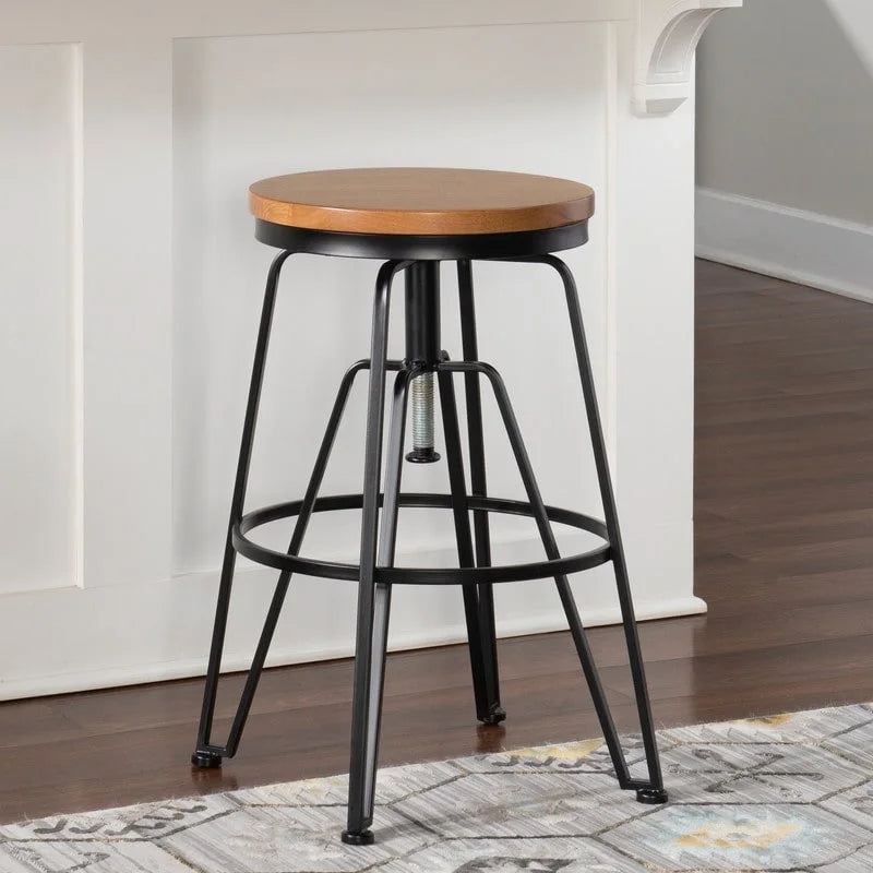 Aimes Wood and Metal 25-29 Inch Adjustable Stool
