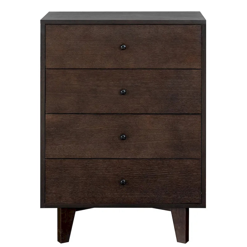 Retro Soild Wood 4 Drawers Dresser with Round Hndle
