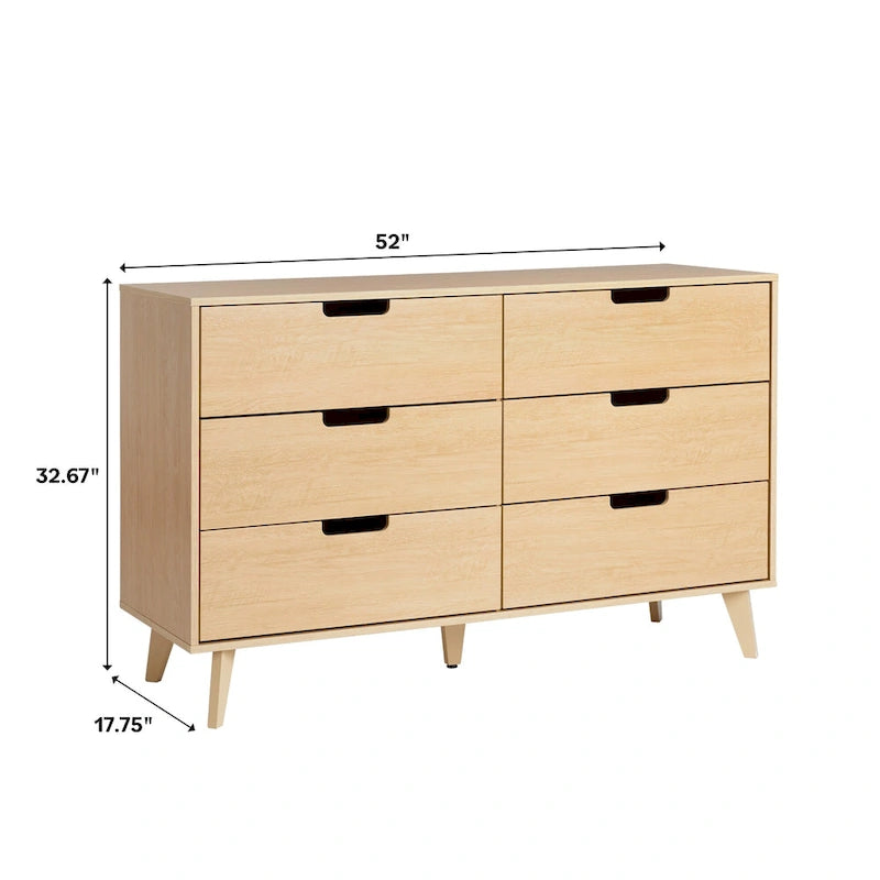 Middlebrook Designs Hans 6 Drawer Dresser with Cut Out Handles