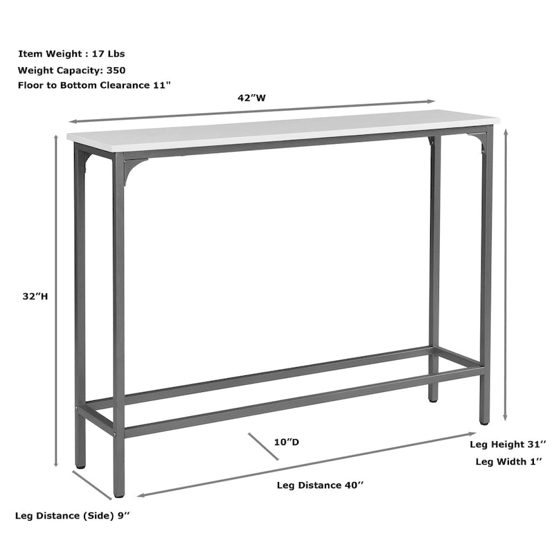 Carolina Living Slim Console Table - White/Gold