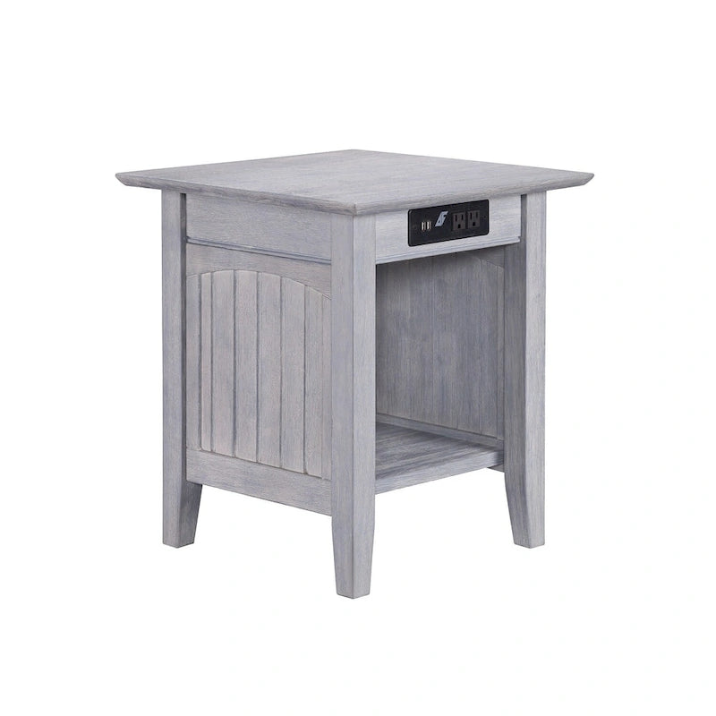 AFI Nantucket End Table with Built-in Charger in Driftwood