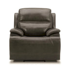 Bentley Leather Power Recliner - Graphite Grey Upholstered Arm Chair