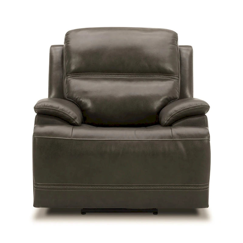 Bentley Leather Power Recliner - Graphite Grey Upholstered Arm Chair