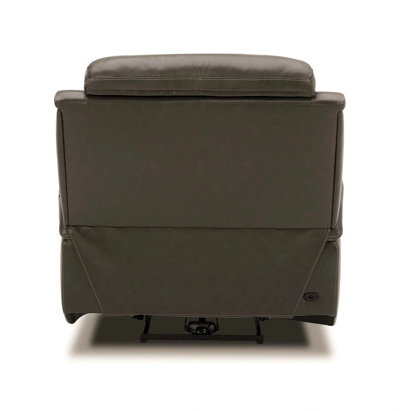 Bentley Leather Power Recliner - Graphite Grey Upholstered Arm Chair
