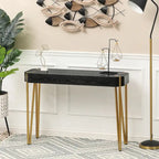 Black Wood and Gold Metal Console and Entry Table - 30.25  H x 42  W