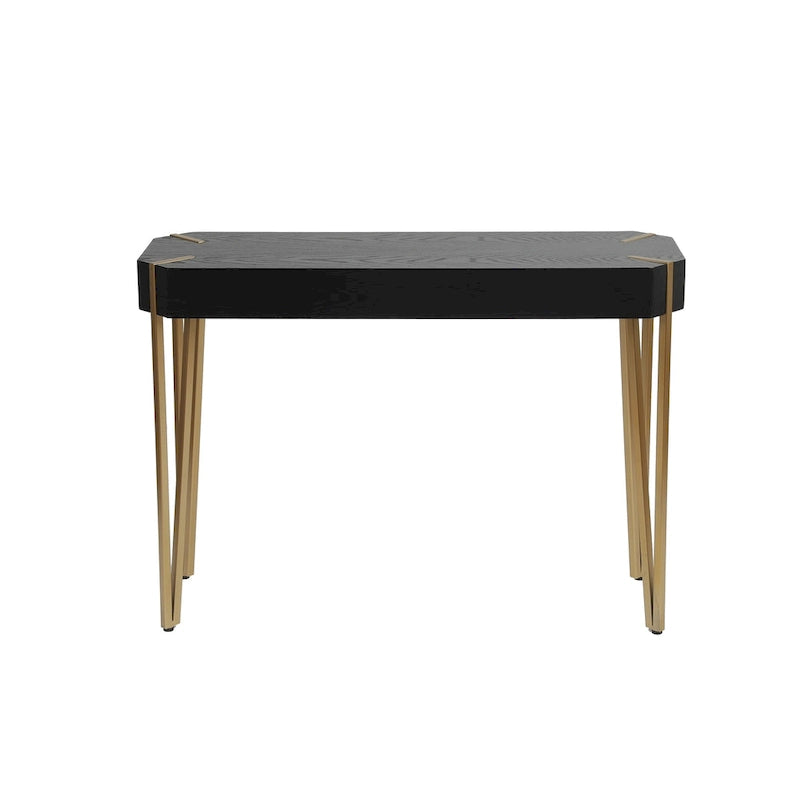 Black Wood and Gold Metal Console and Entry Table - 30.25  H x 42  W