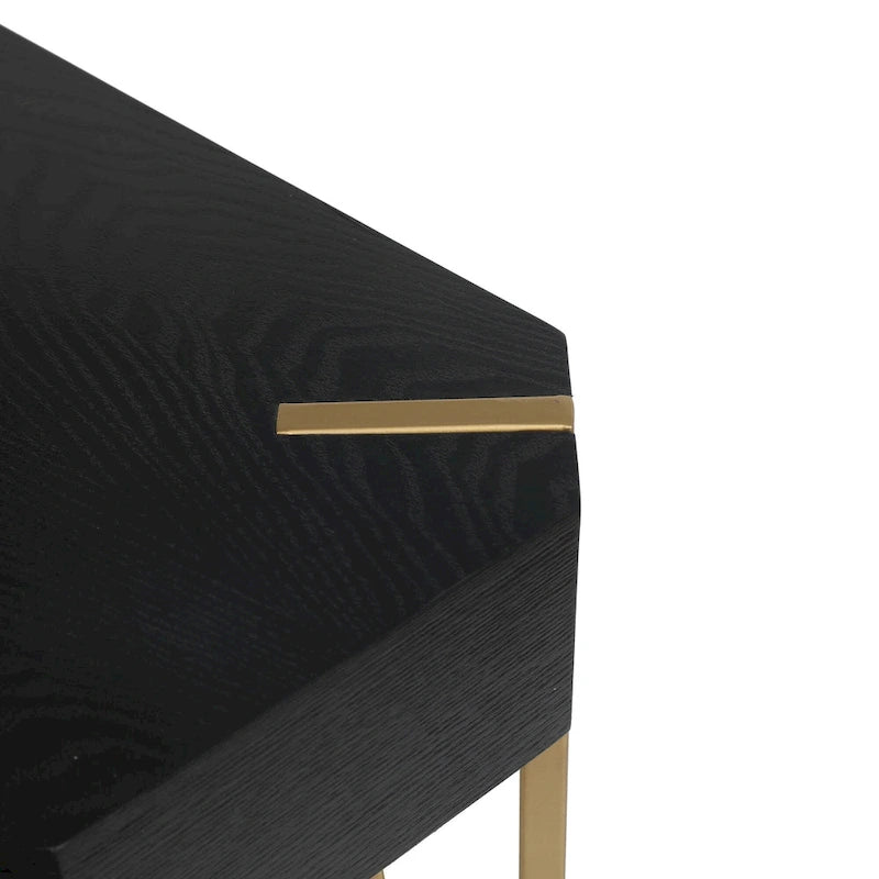 Black Wood and Gold Metal Console and Entry Table - 30.25  H x 42  W