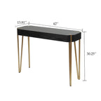 Black Wood and Gold Metal Console and Entry Table - 30.25  H x 42  W