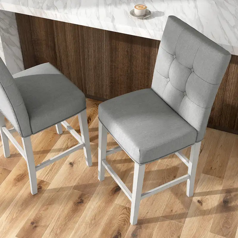 Tia Modern Tufted Grey Counter Chairs (Set of 2) by Furniture of America