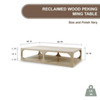 Artissance Reclaimed Wood Peking Ming Coffee Table, Large, 67 Inch Long, Weathered White Wash
