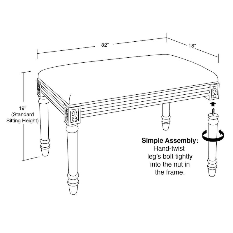 Gray Magnolia Bench with Antique White Finish