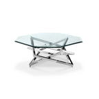 Lenox Square Modern Chrome Metal and Glass Coffee Table