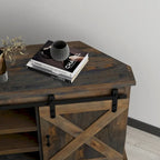 Bridgevine Home Farmhouse 66 inch Corner TV Stand for TVs up to 80 inches, No Assembly Required, Barnwood Finish