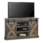 Bridgevine Home Farmhouse 66 inch Corner TV Stand for TVs up to 80 inches, No Assembly Required, Barnwood Finish