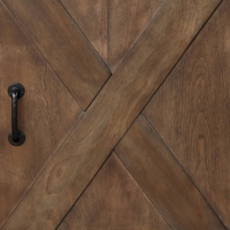 Bridgevine Home Farmhouse 66 inch Corner TV Stand for TVs up to 80 inches, No Assembly Required, Barnwood Finish