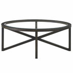Contemporary Glass Coffee Table with Wood Base