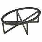 Contemporary Glass Coffee Table with Wood Base