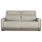 Signature Design by Ashley Battleville Silver 2 Seat Power Reclining Sofa with Adjustable Headrest - 85 W x 40 D x 43 H