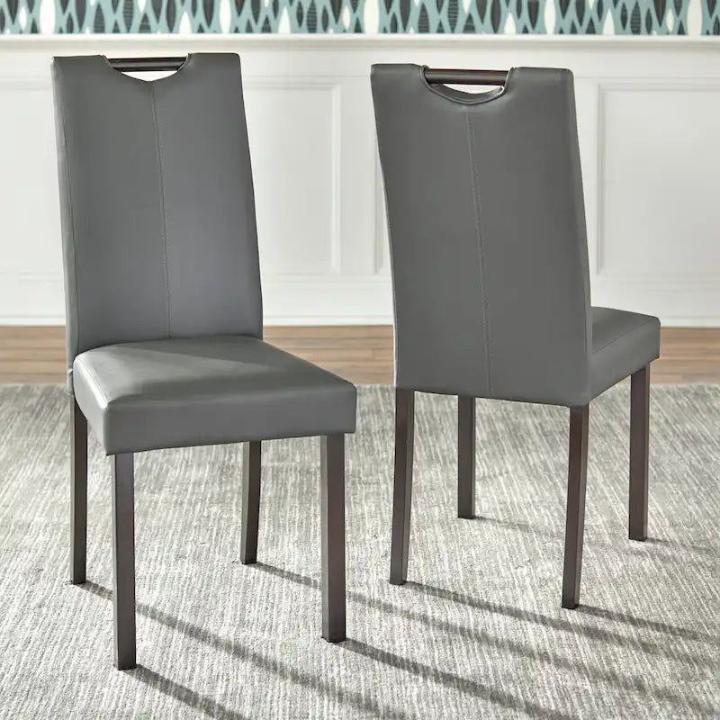 Simple Living Tilo Grey Faux Leather and Wengewood 7-piece Dining Set