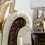 Brondon Traditional Cream Chenille Upholstered Rolled Arms Sofa by Furniture of America