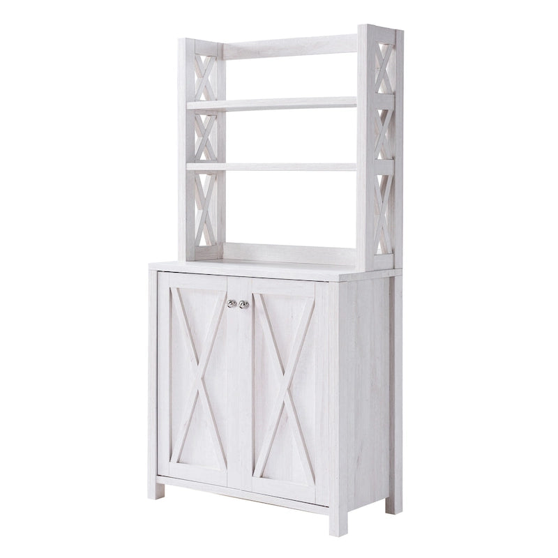 Figg Rustic Wood Multi-shelf Microwave Cabinet by Furniture of America