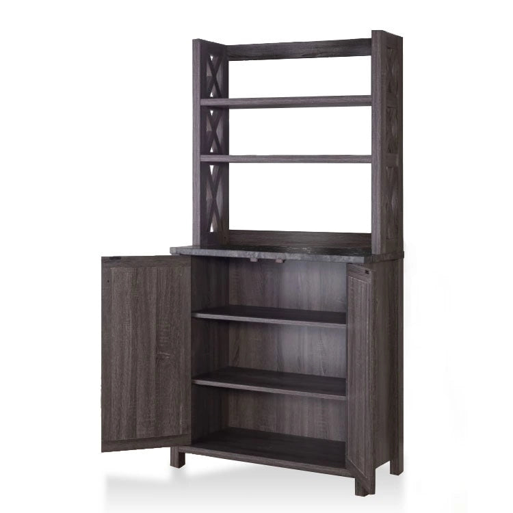 Figg Rustic Wood Multi-shelf Microwave Cabinet by Furniture of America