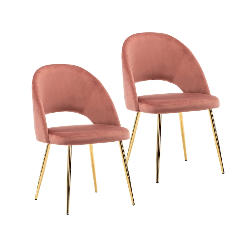 Porthos Home Batia Velvet Dining Chairs w/ Goldtone Metal Legs (Set of 2)