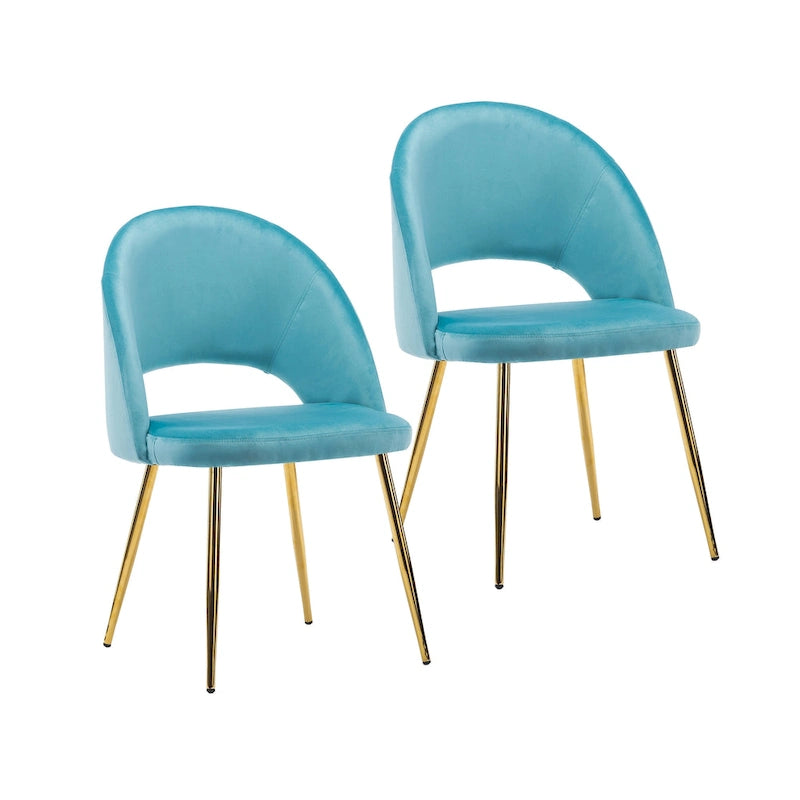 Porthos Home Batia Velvet Dining Chairs w/ Goldtone Metal Legs (Set of 2)